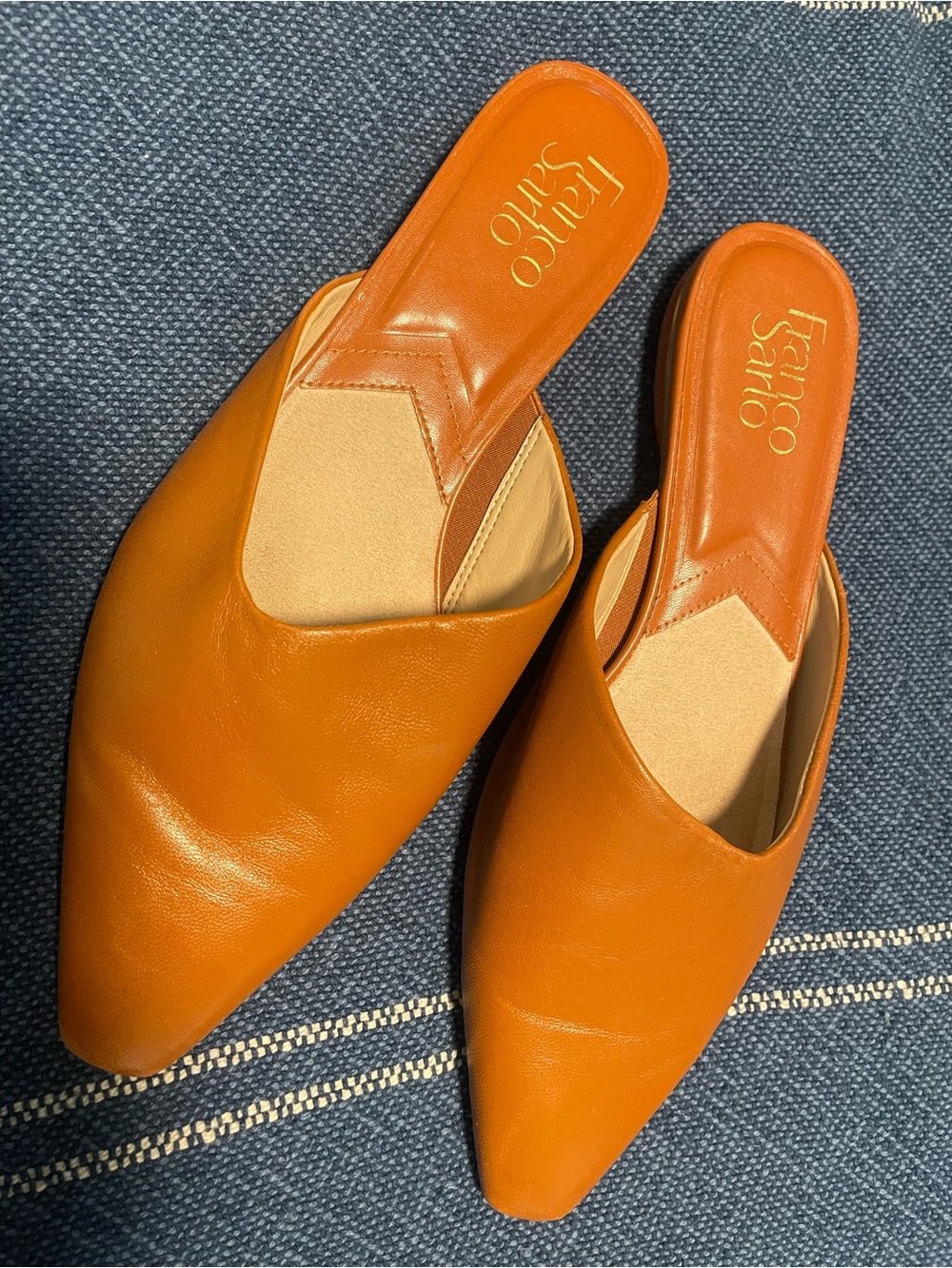 Franco Sarto Pointed Slip-On Mules in Warm Caramel